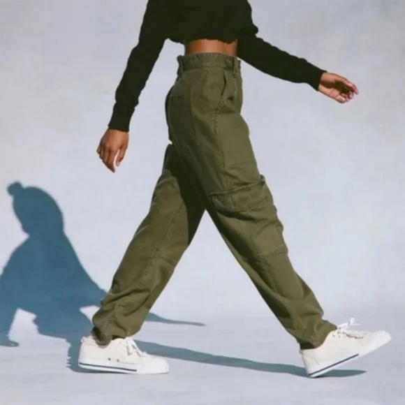 Agolde Mari Oversized Twill Utility Cargo Pants Caramel Brown Carpenter - Picture 7 of 7